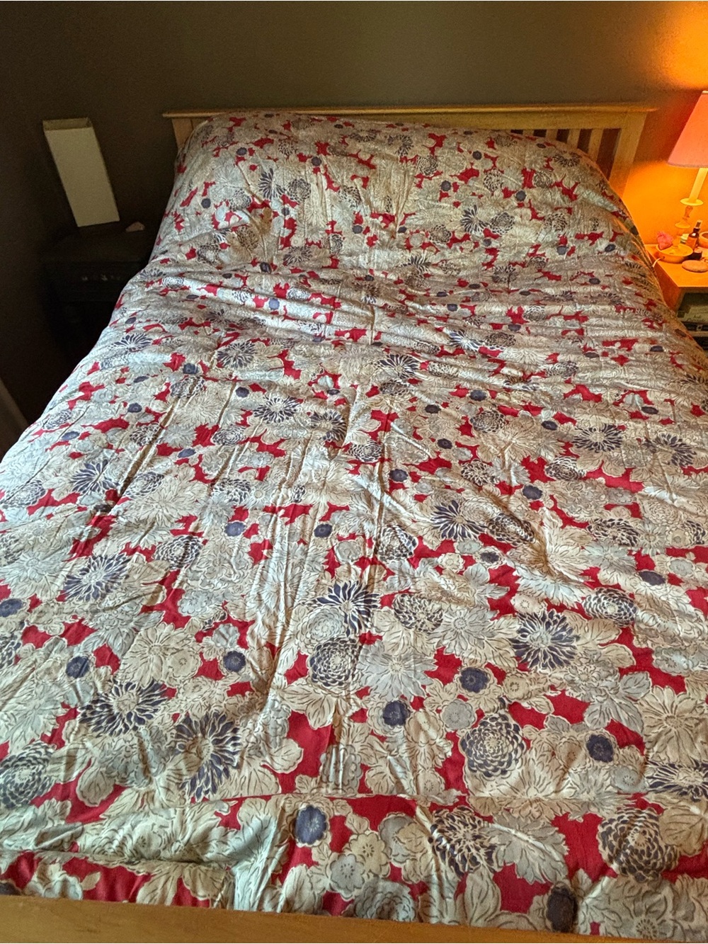 Ralph Lauren Queen Floral Red and Cream Quilted Comforter